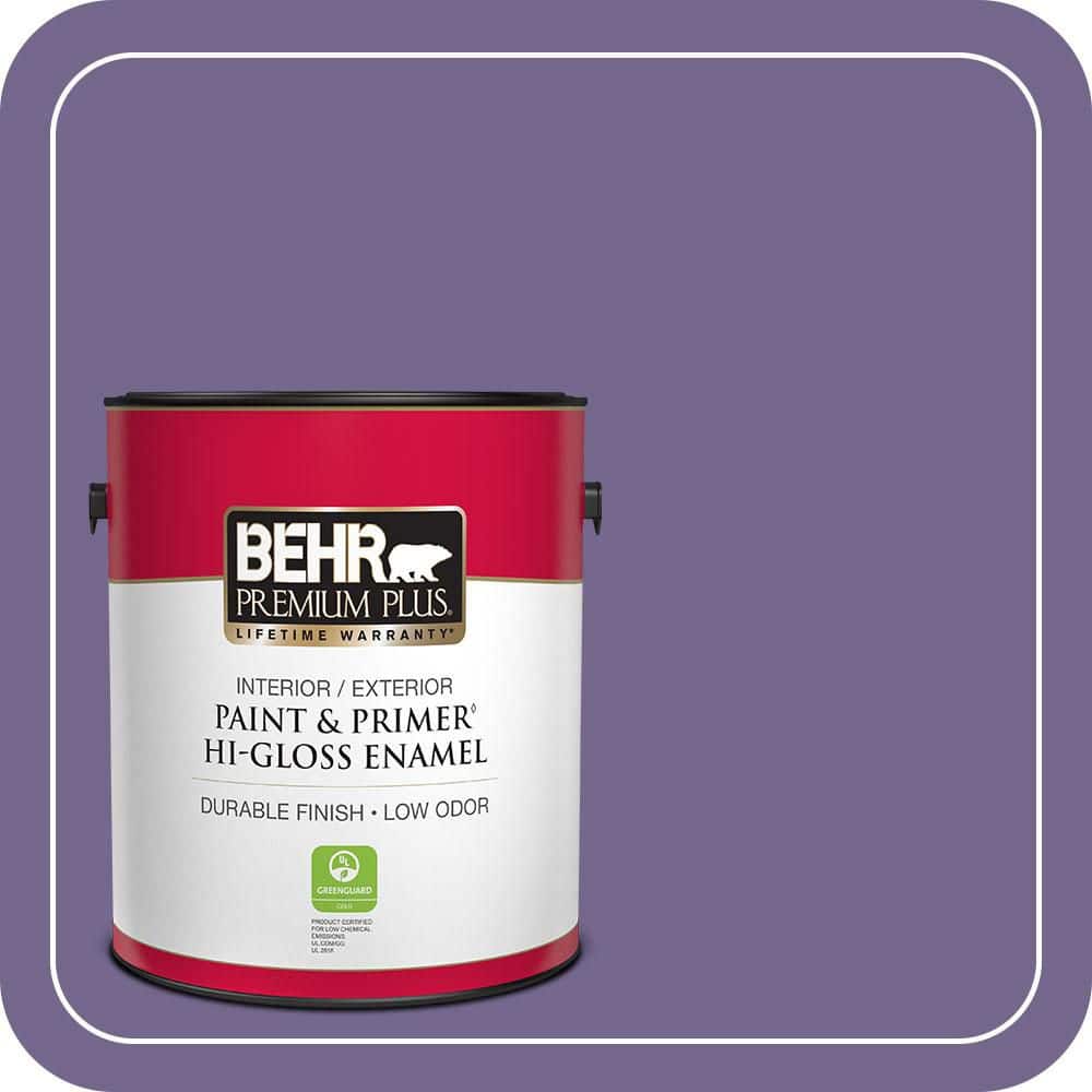 BEHR PREMIUM PLUS 1 gal. #MQ5-41 Violet Vixen Hi-Gloss Enamel Interior/Exterior Paint & Primer