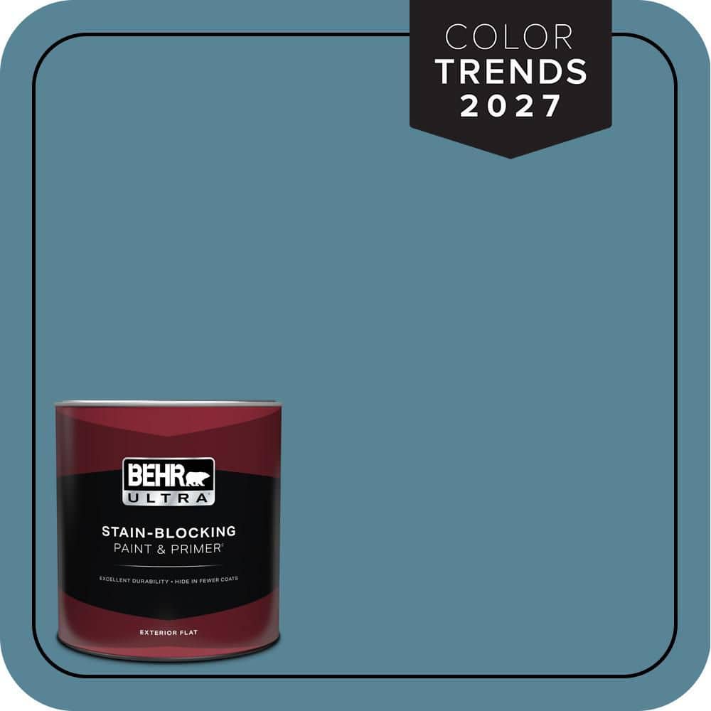 BEHR ULTRA 1 qt. #S480-5 Blue Moon Bay Flat Exterior Paint & Primer