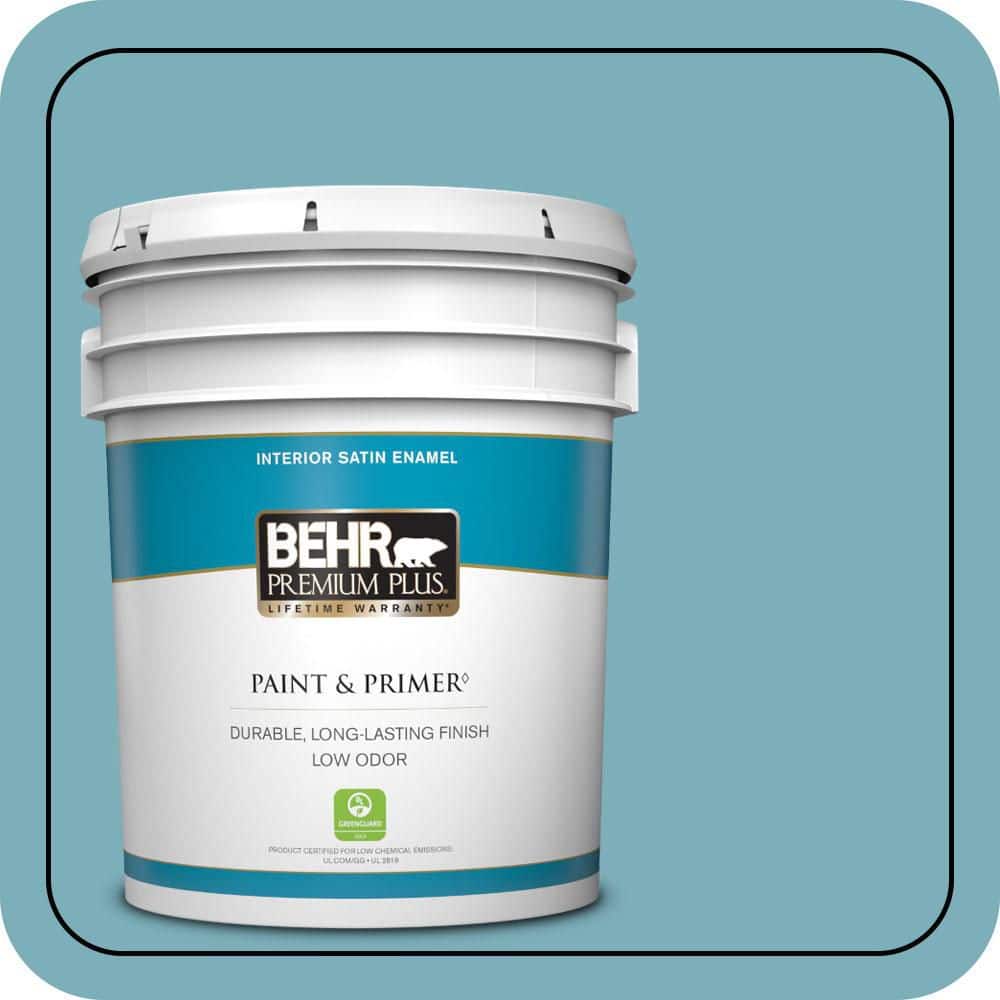 BEHR PREMIUM PLUS 5 gal. #520F-4 November Skies Satin Enamel Low Odor Interior Paint & Primer