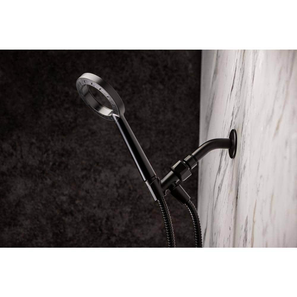 Glacier Bay 1-Spray Patterns with 1.8 GPM 4.5 in. Wall Mount Handheld Shower Head with Blade Spray Equiforce Tech in Matte Black (3)