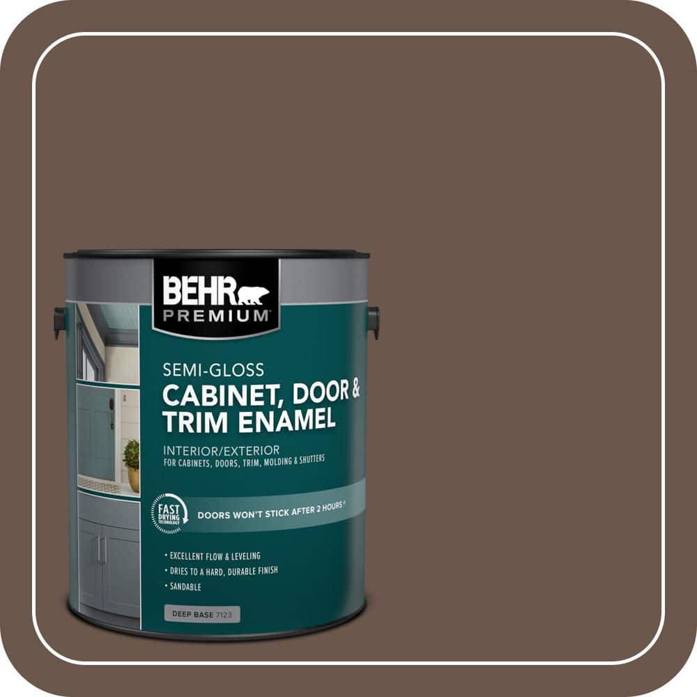 BEHR PREMIUM 1 gal. #SC-111 Wood Chip Semi-Gloss Enamel Interior/Exterior Cabinet, Door & Trim Paint