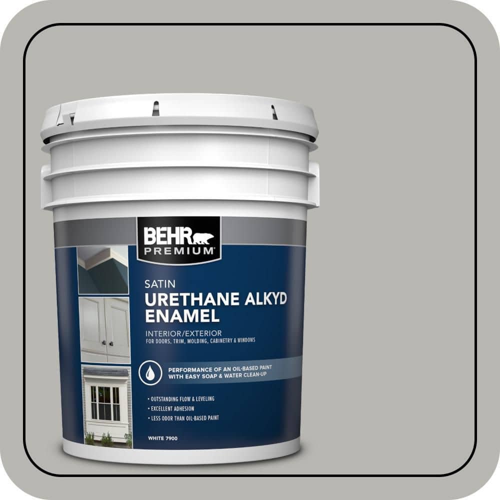 BEHR PREMIUM 5 gal. Home Decorators Collection #HDC-MD-26 Sonic Silver Urethane Alkyd Satin Enamel Interior/Exterior Paint