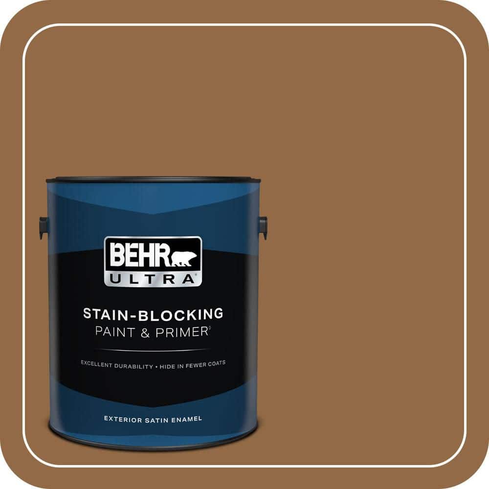 BEHR ULTRA 1 gal. #QE-31 Barcelona Brown Satin Enamel Exterior Paint & Primer (1)