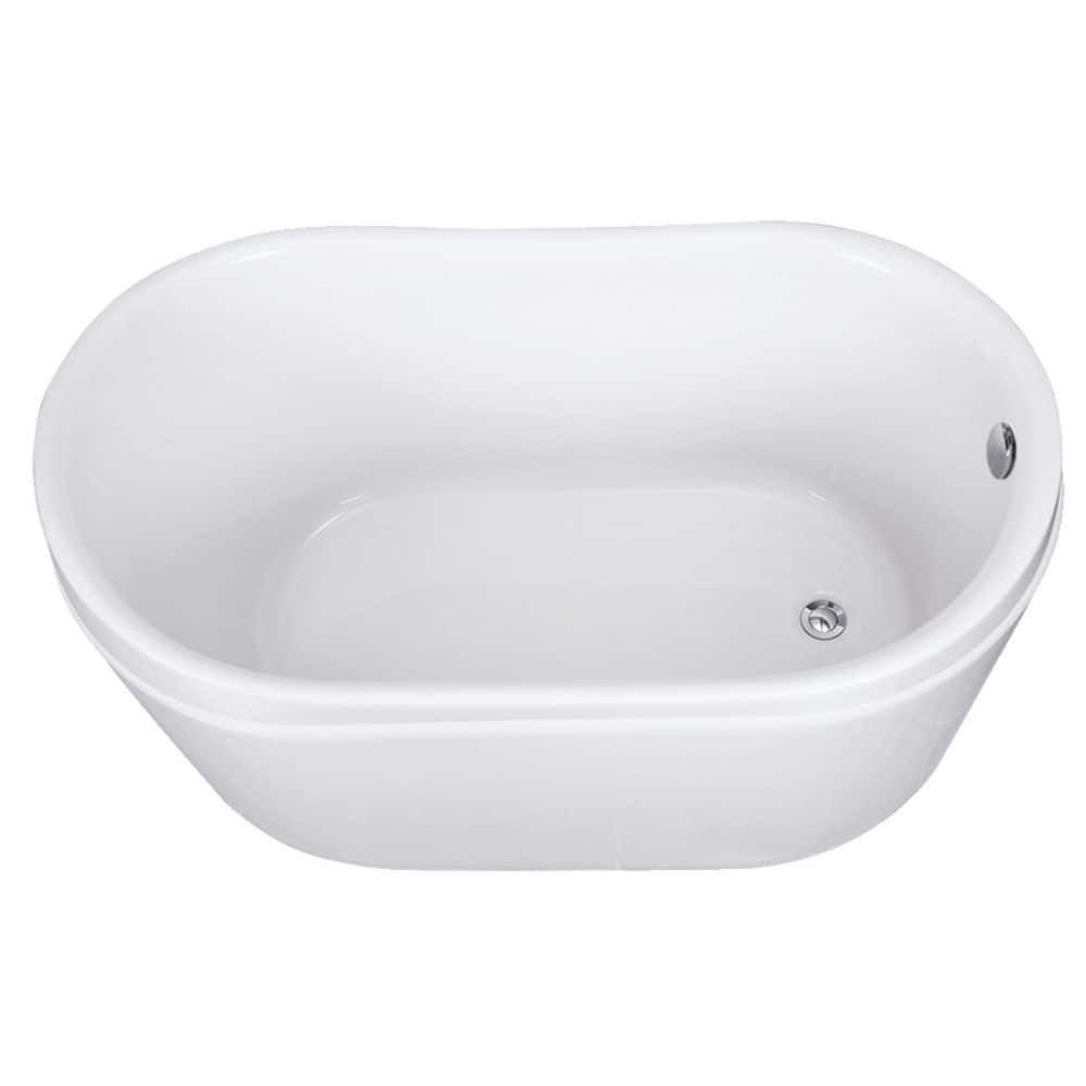 Kingston Brass Aqua Eden 51.8 in. x 29.94 in. Freestanding Soaking Bathtub with Reversible Drain in Glossy White (1)