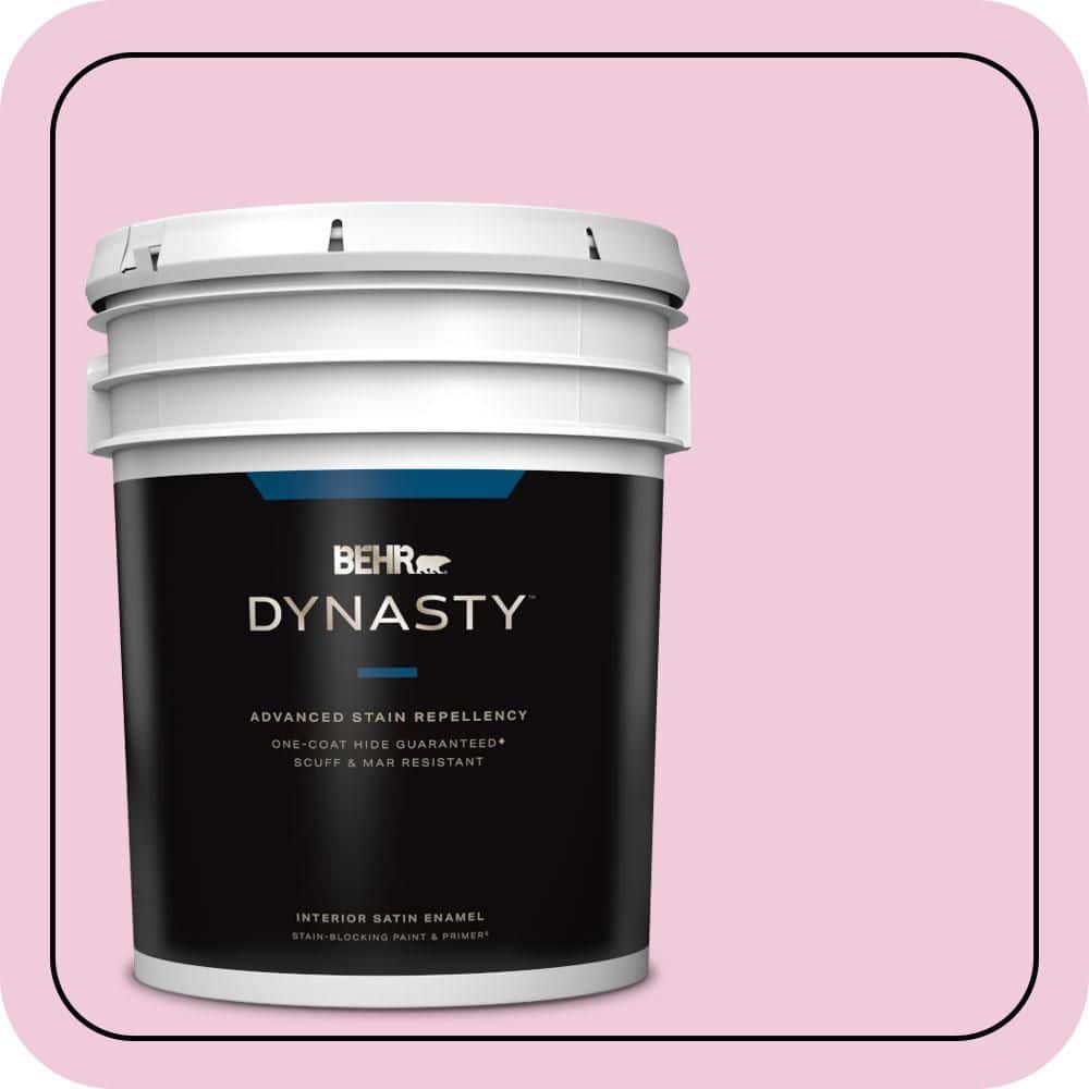 BEHR DYNASTY 5 gal. #P130-1 Piggy Bank Satin Enamel Interior Stain-Blocking Paint & Primer