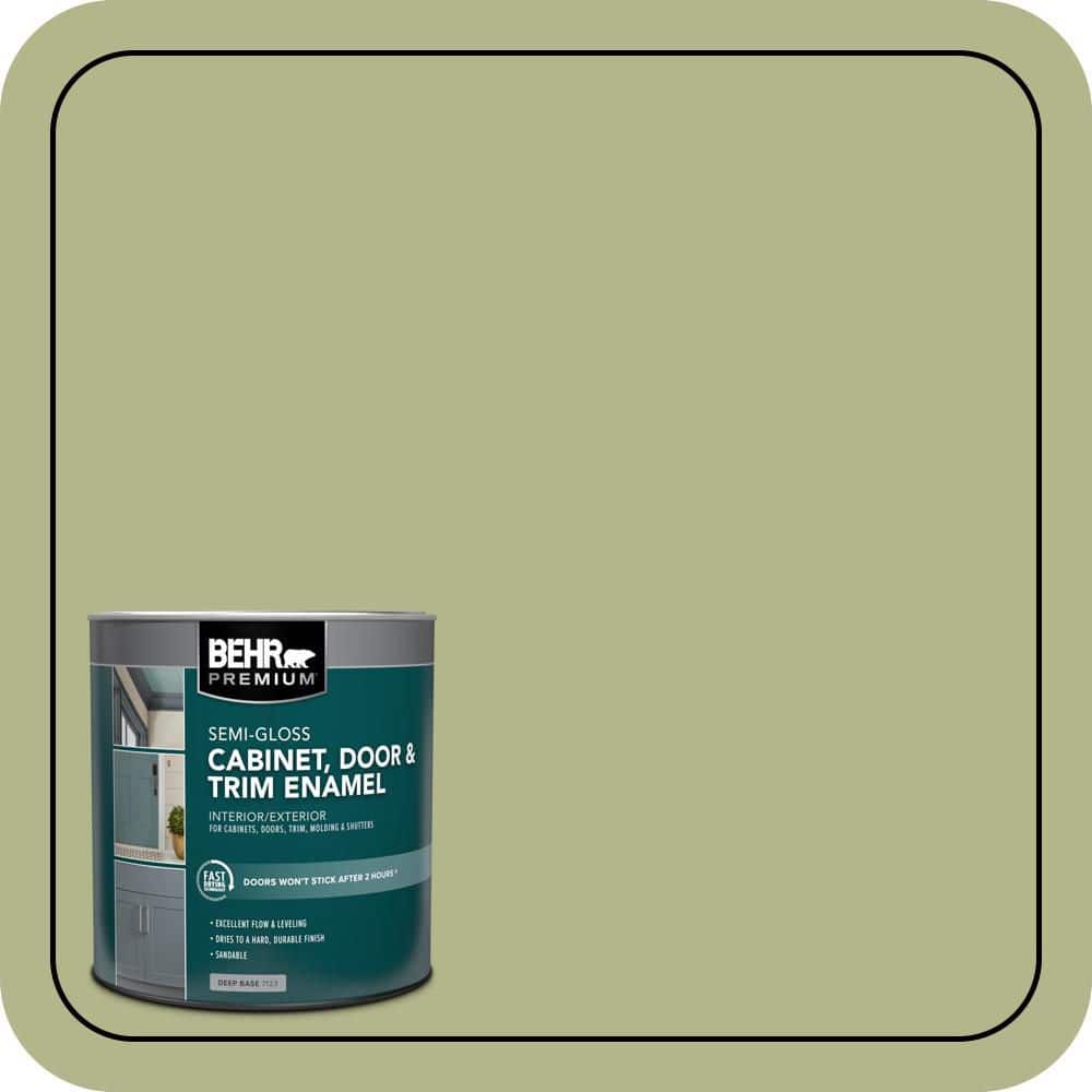 BEHR PREMIUM 1 qt. #M350-4 Sweet Grass Semi-Gloss Enamel Interior/Exterior Cabinet, Door & Trim Paint