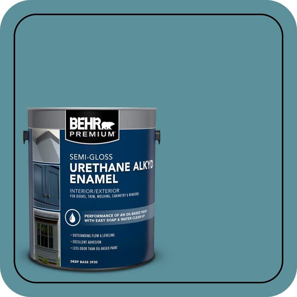 BEHR PREMIUM 1 gal. Home Decorators Collection #HDC-AC-23A Cabana Blue Urethane Alkyd Semi-Gloss Enamel Interior/Exterior Paint (1)