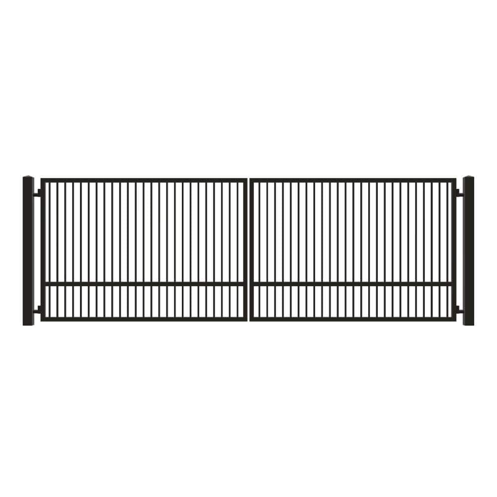 Unbranded Driveway Gate — Swing, Center, Square, Single, Black — 220"W x 72"H
