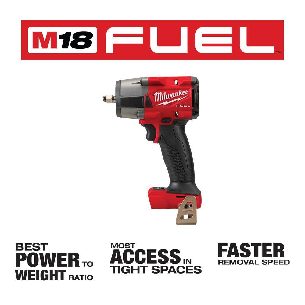 Milwaukee M18 FUEL GEN-2 18V Lith-Ion Mid Torque Brushless Cordless 3/8 in. Impact Wrench w/ 5.0 Ah Battery & L-Key Set (2)