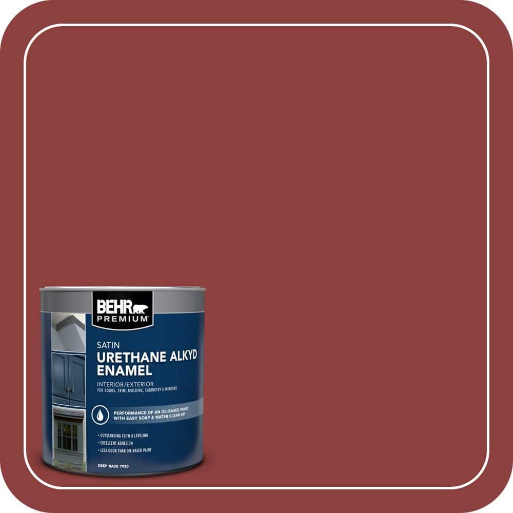 BEHR PREMIUM 1 qt. #BXC-27 Carriage Red Satin Enamel Urethane Alkyd Interior/Exterior Paint (1)