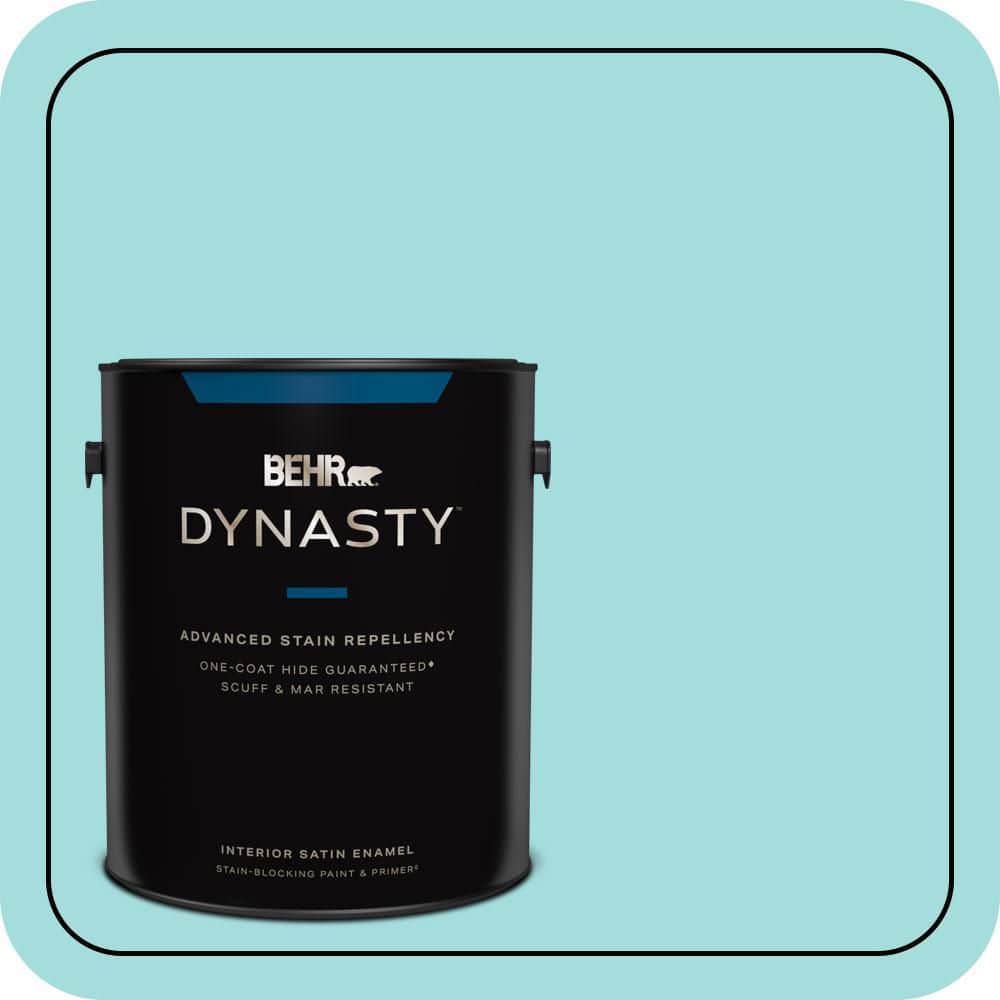 BEHR DYNASTY 1 gal. #500A-3 Aqua Spray Satin Enamel Interior Stain-Blocking Paint & Primer