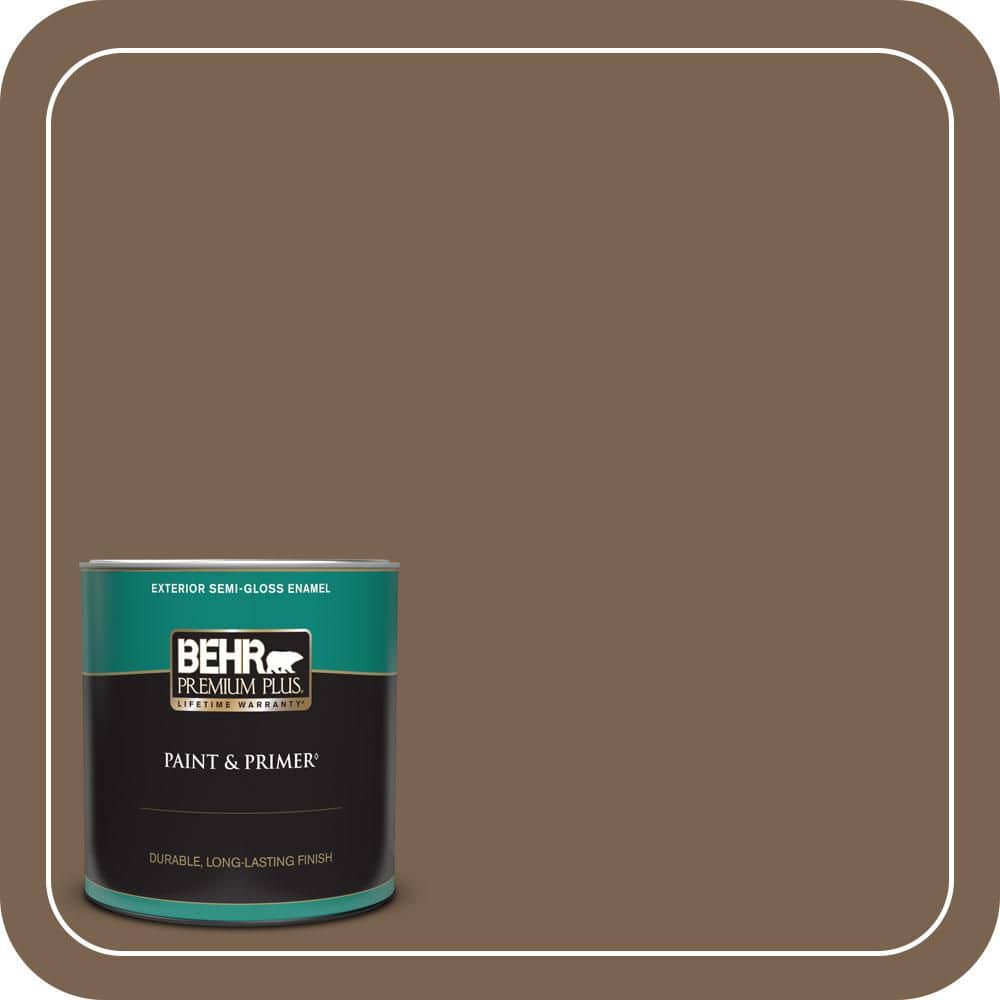 BEHR PREMIUM PLUS 1 qt. #N260-7 Folk Guitar Semi-Gloss Enamel Exterior Paint & Primer
