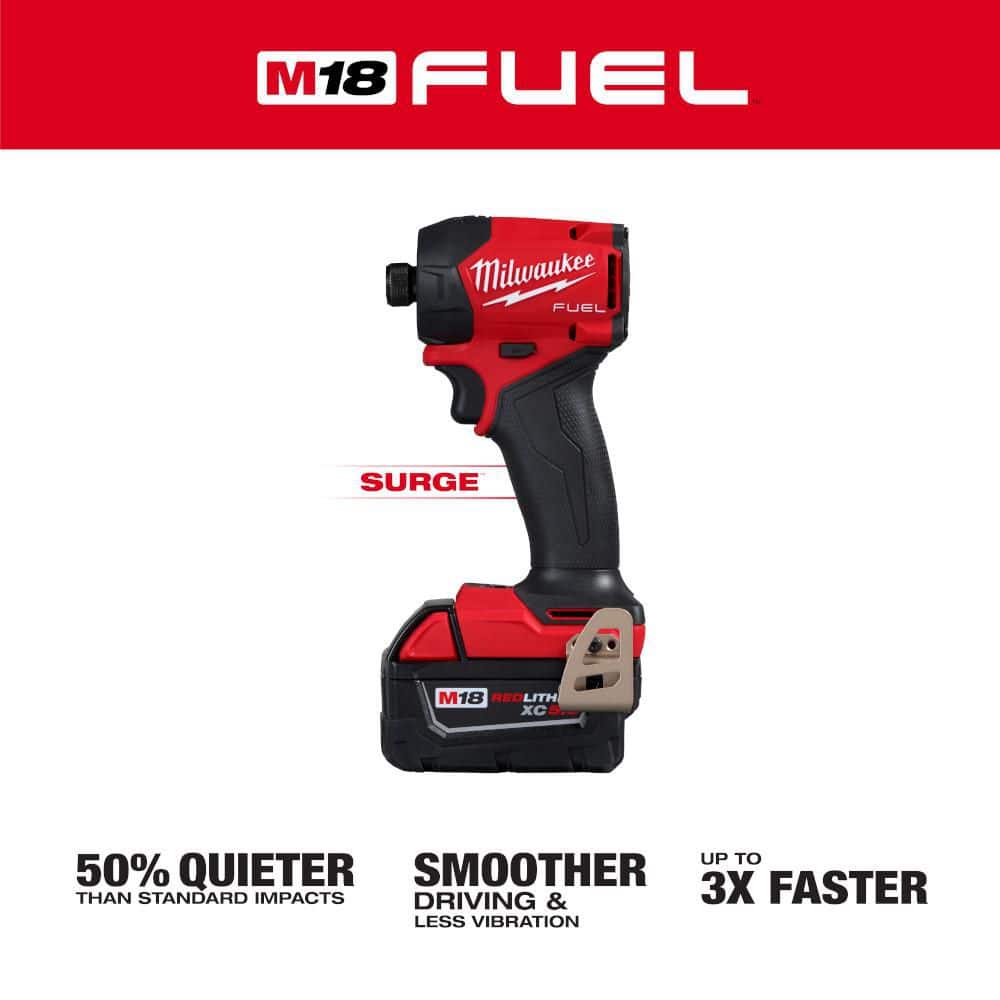 Milwaukee M18 FUEL SURGE 18V Lithium-Ion Brushless Cordless 1/4 in. Hex Impact Driver Kit with (1) 5.0 Ah Battery and Charger (3)