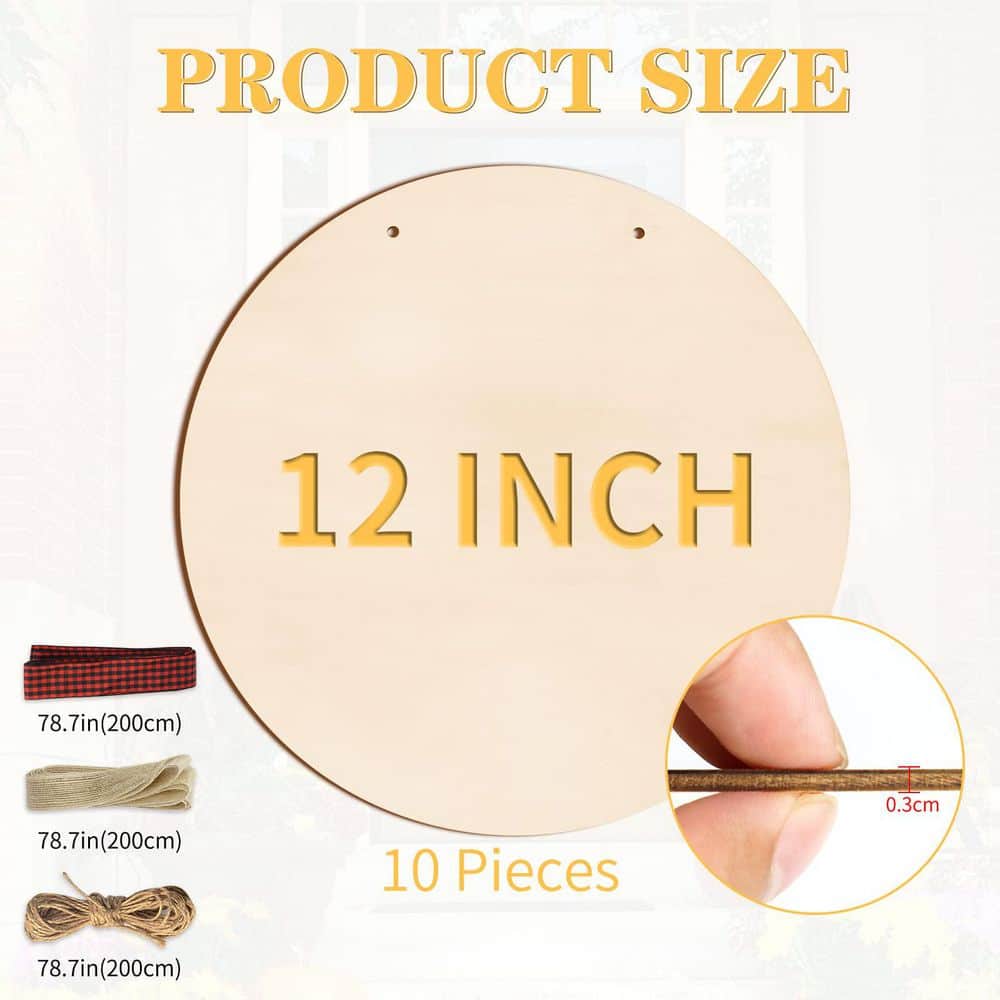 Afoxsos 1/8 in. x 12 in. x 12 in. Fiberboard Project Panel Wood Circles for Crafts, Painting, DIY Holiday Decor (10-Pack) (3)