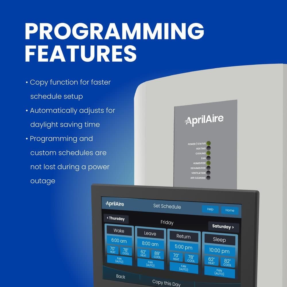 AprilAire 7-Day Universal Wi-Fi Programmable Thermostat with Color Touchscreen, Compatible with Amazon Alexa and Google Assistant (2)