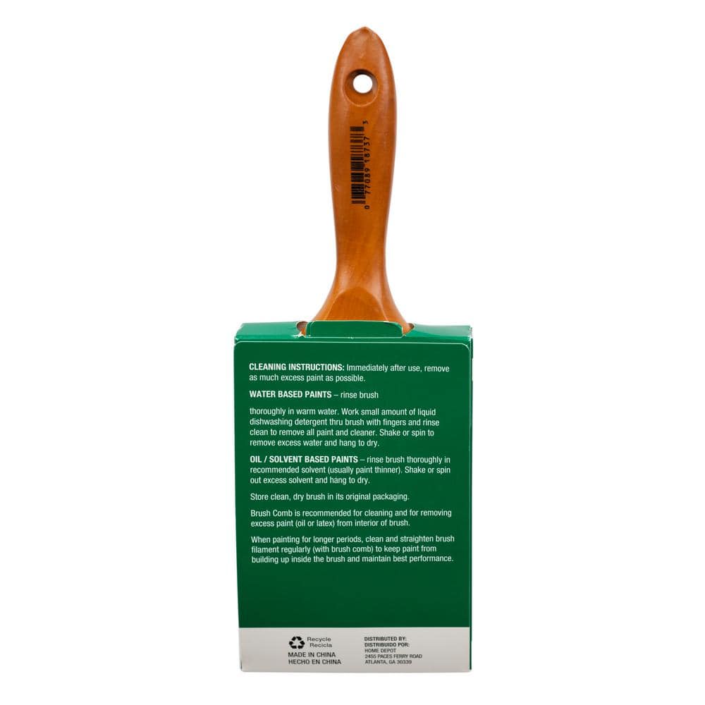 PRIVATE BRAND UNBRANDED Better 4 in. Flat Cut Oil Polyester/Natural Bristle Blend Paint Brush (3)