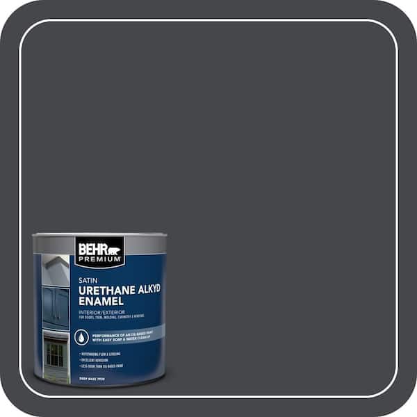 BEHR PREMIUM 1 qt. #PPU26-23A Dark Secret Urethane Alkyd Satin Enamel Interior/Exterior Paint (2)