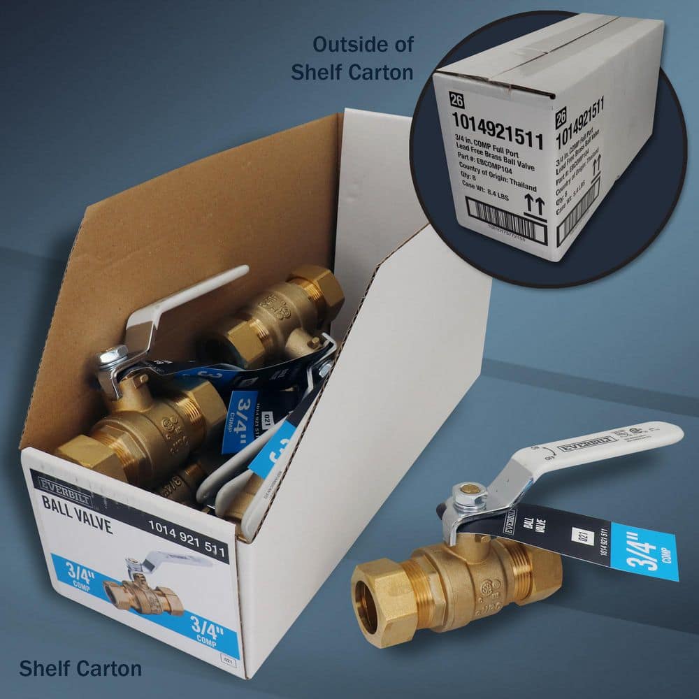 Everbilt 3/4 in. Compression x 3/4 in. Compression Brass Full Port Ball Valve (3)