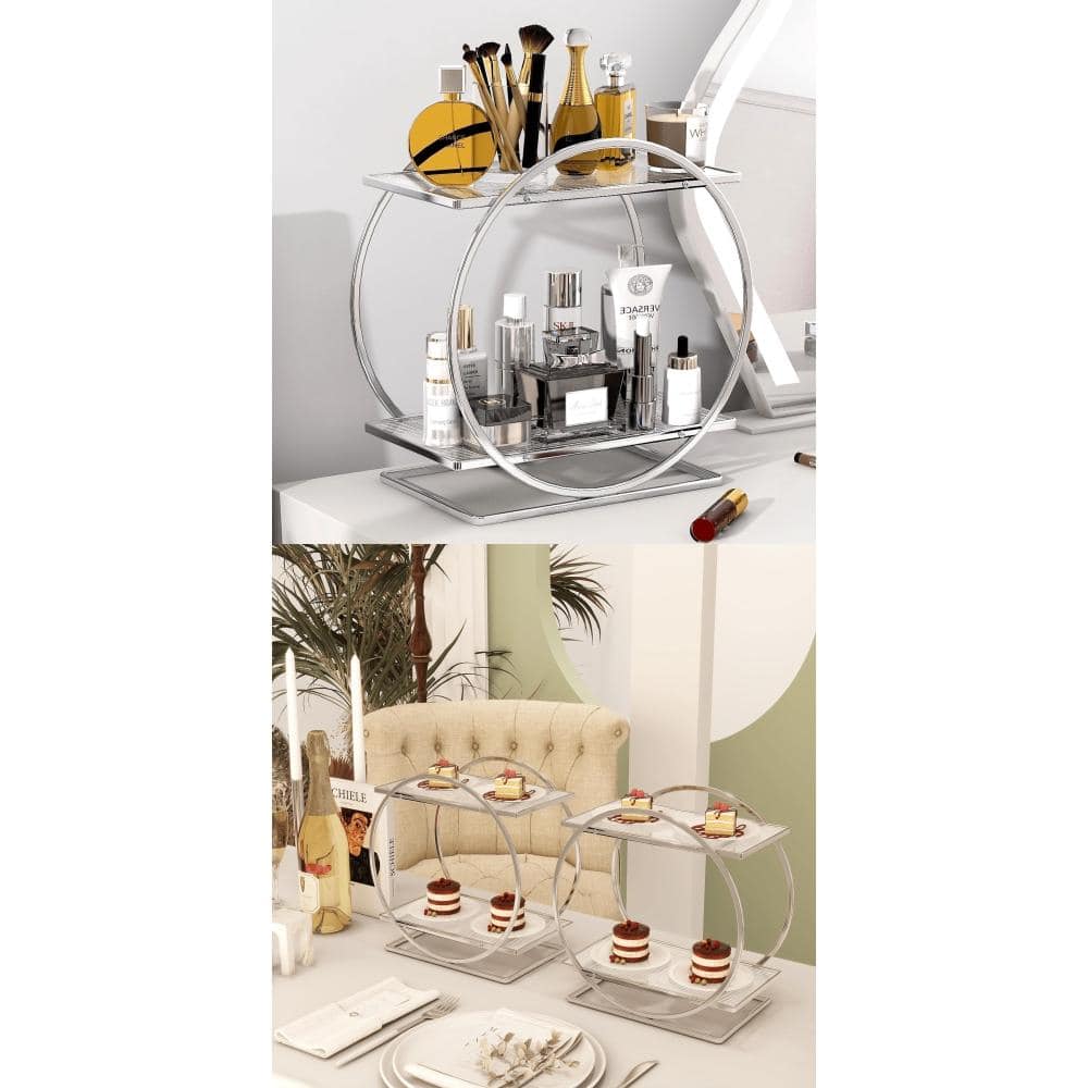 Whatseaso 11 in. W x 11.4 in H x 6 in. D Metal in Silver Over The Toilet Storage 2-Tier Bathroom Countertop Organizers (2)