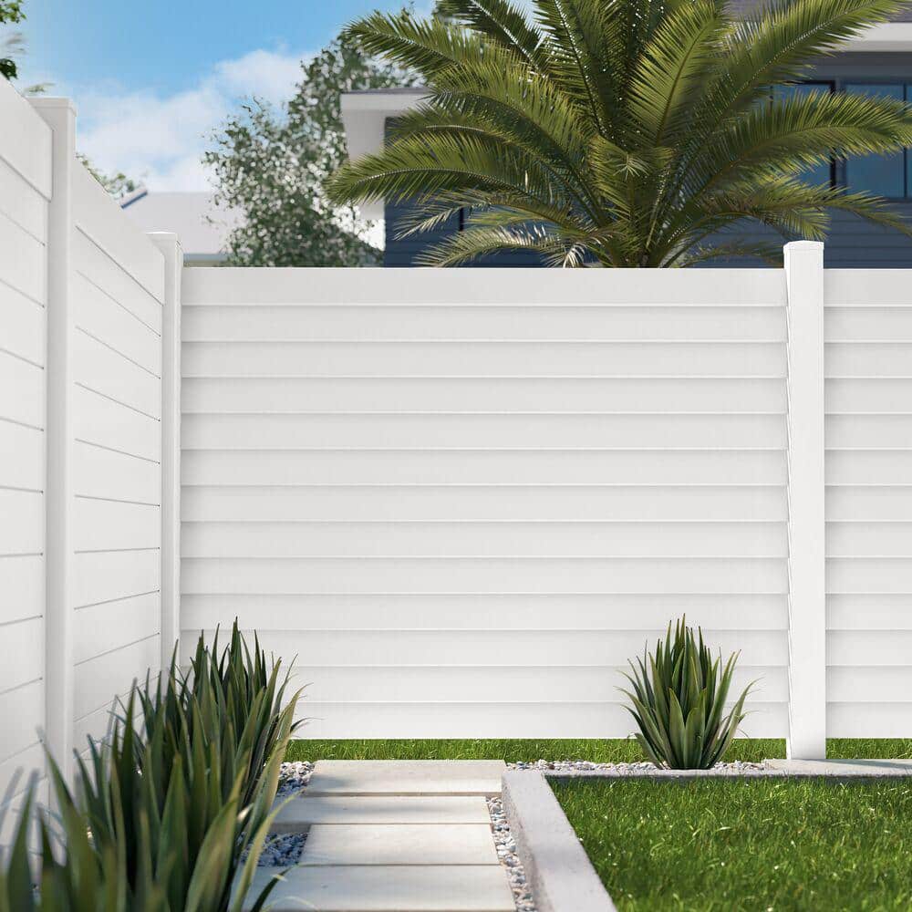 Barrette Outdoor Living Louvered 6 in. x 6 in. White Vinyl Pyramid Fence Post Top (3)