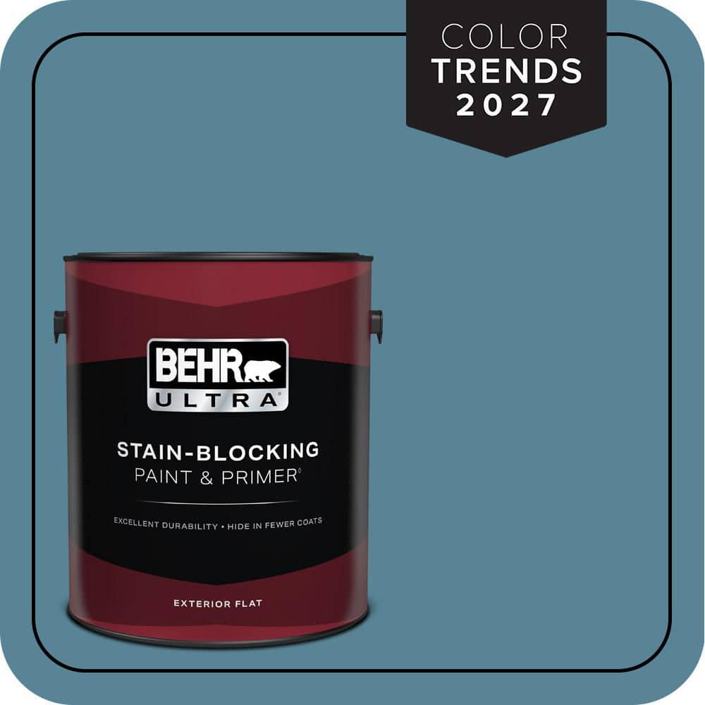 BEHR ULTRA 1 gal. #S480-5 Blue Moon Bay Flat Exterior Paint & Primer