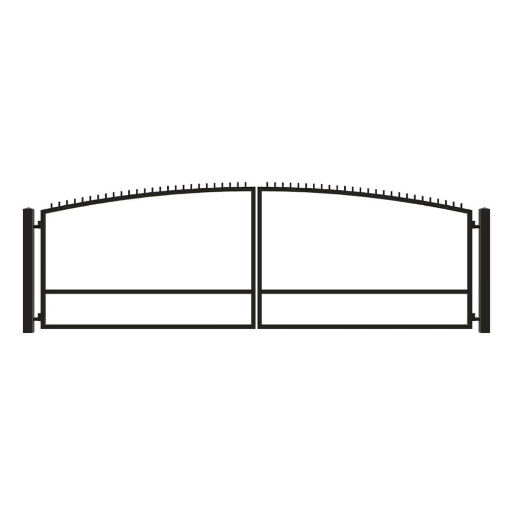 Unbranded Driveway Gate — Swing, Center, Arch + Finials, Black — 230"W x 72"H (1)