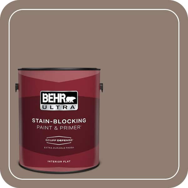 BEHR ULTRA 1 gal. #N180-5 Bridle Leather Extra Durable Flat Interior Paint & Primer (2)