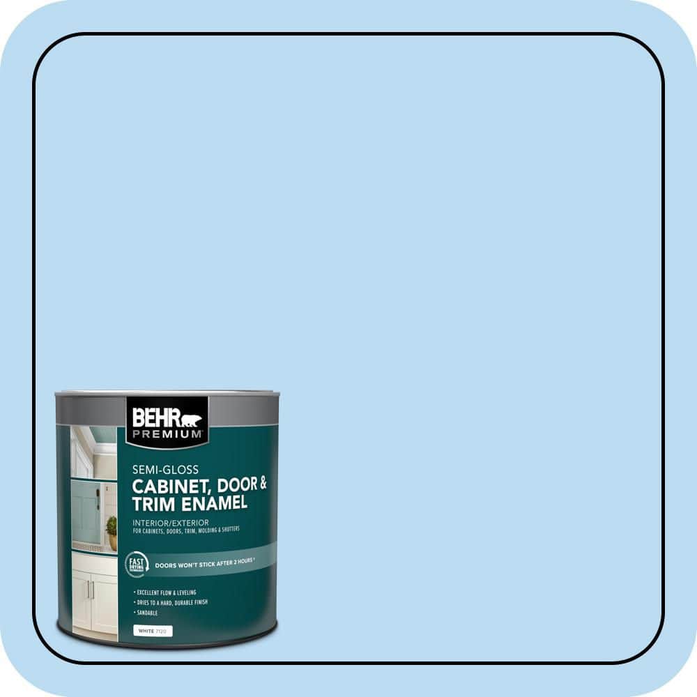 BEHR PREMIUM 1 qt. #P510-1 Greek Isles Semi-Gloss Enamel Interior/Exterior Cabinet, Door & Trim Paint