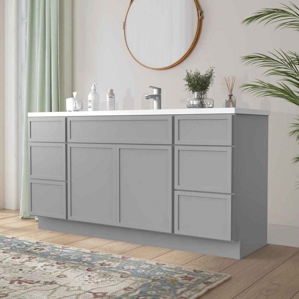 Vanity Art Colton 2-Door and 6-Drawer Freestanding Shaker Bathroom Vanity Cabinet (No Top) — Unassembled (2)