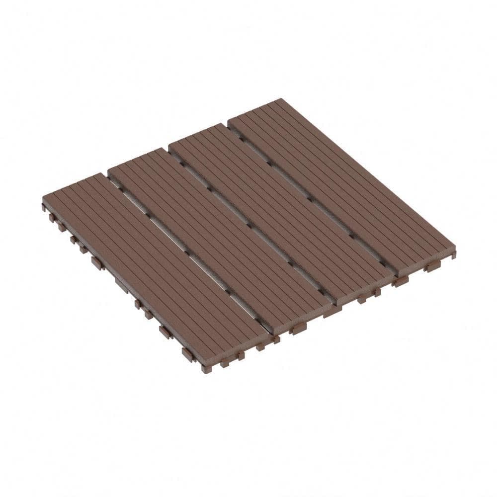 WRIGHTMASTER 1 ft. x 1 ft. Quick Deck Plastic and Polypropylene Composite Interlocking Deck Tile in Brown-8 (44 sq. ft. per Box) (1)