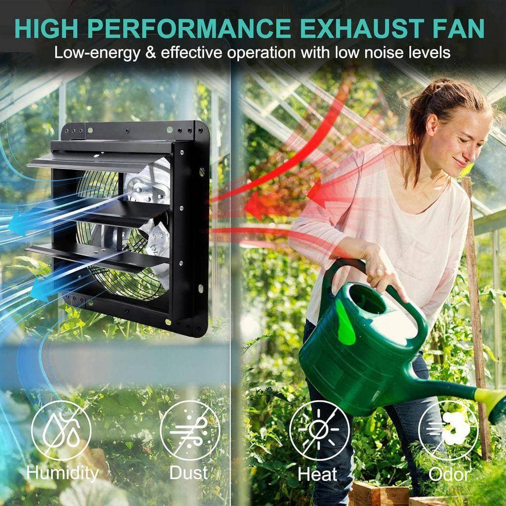KIWDZFU 12 in. Shutter Exhaust Fan, Wall Mount Attic Fan with Power Cord for Greenhouse, Shed, Garage (3)
