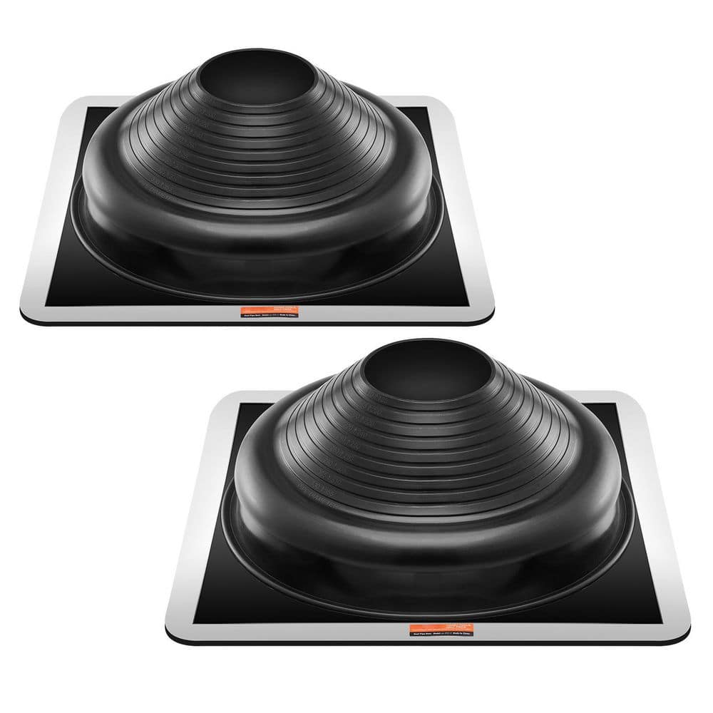 SKYSHALO Roof Pipe Flashing Boots, 19.49 in. x 19.49in. Black, Aluminum Roof Pipe Flashing Boots, for Chimney, Wood Stove, 2-Pack (1)