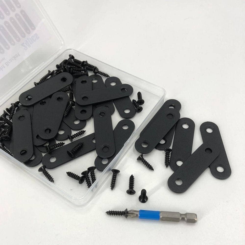 KIWDZFU 2.2 x 0.63 Stainless Steel Black Straight Bracket Mending Plate with Screws and Screwdriver 24-Pack (3)
