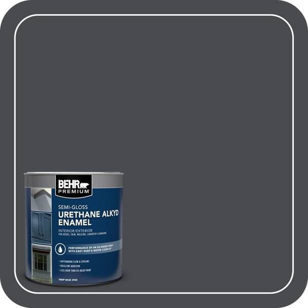 BEHR PREMIUM 1 qt. #N500-7 Night Club Semi-Gloss Enamel Urethane Alkyd Interior/Exterior Paint (2)