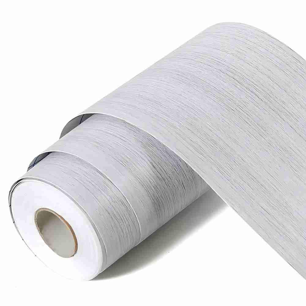 NVNOO 4 in. x 32.6 ft. PVC Waterproof Drywall Wood Grain Wallpaper Border for Bathroom Mirror Wall Decor, Gray (1)