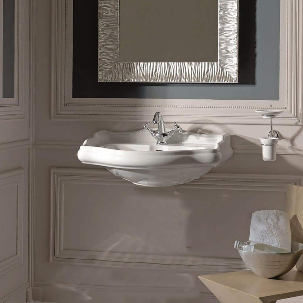 WS Bath Collections Heritage WSBC 27.2 in. Pedestal Sink Basin in Ceramic White with 3-Faucet Holes