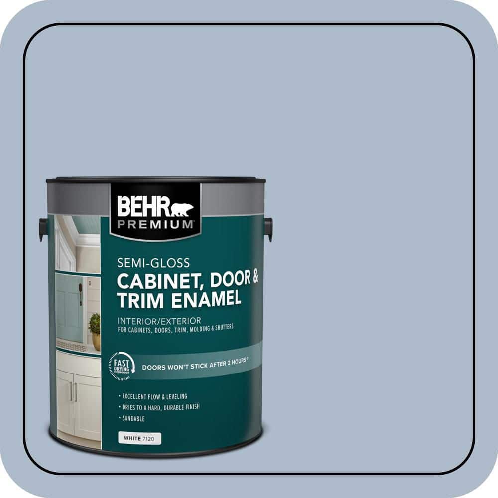 BEHR PREMIUM 1 gal. #PPU15-16 Simply Blue Semi-Gloss Enamel Interior/Exterior Cabinet, Door & Trim Paint (1)