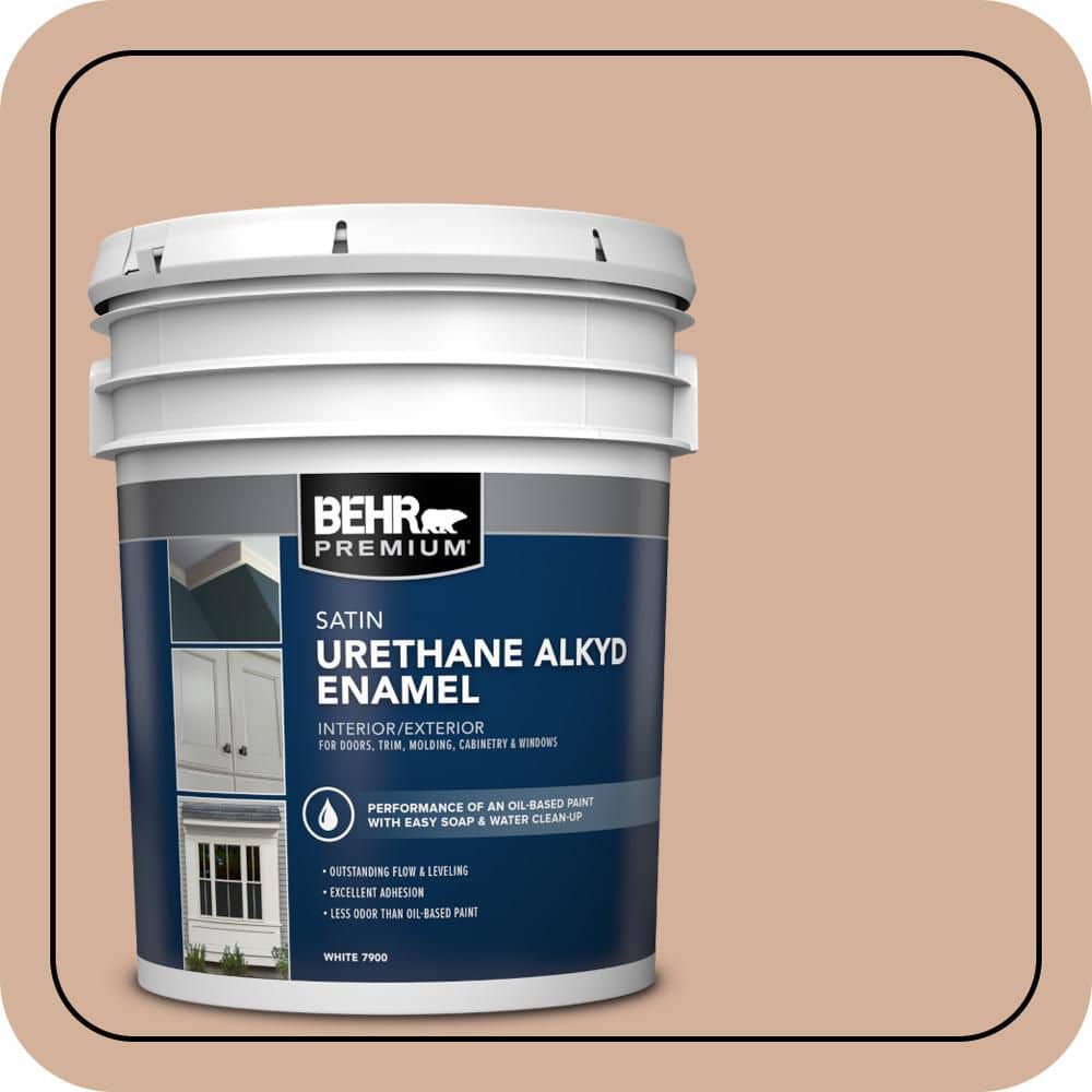 BEHR PREMIUM 5 gal. #S210-3 Sweet Tea Urethane Alkyd Satin Enamel Interior/Exterior Paint