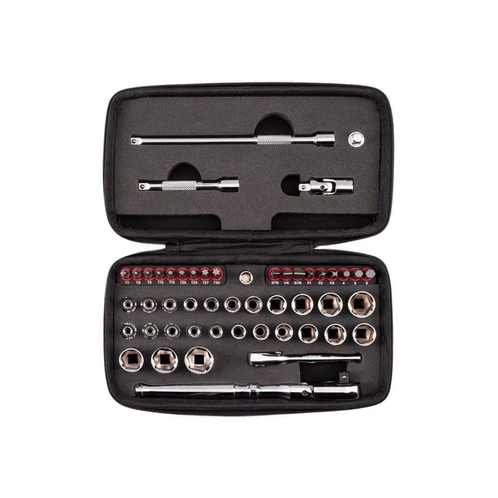 TEKTON 1/4 Inch Drive Small Engine Repair Kit with Flex Head Quick-Release Ratchet and Case (50-Piece)