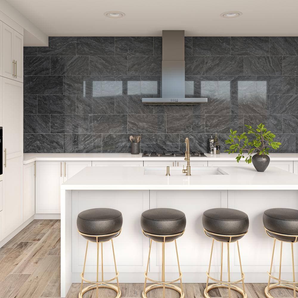 Daltile Vencenia Onyx 12 in. x 24 in. Polished Porcelain Stone Look Floor and Wall Tile (1.9375 sq.ft./each) (4)