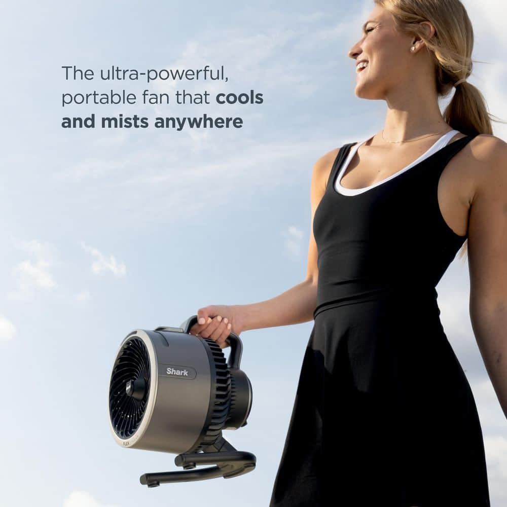 Shark FlexBreeze HydroGo 8.4 in. 5-Fan Speeds Personal Misting Portable Fan in Dark Grey with Ultra-Quiet Cooling (3)