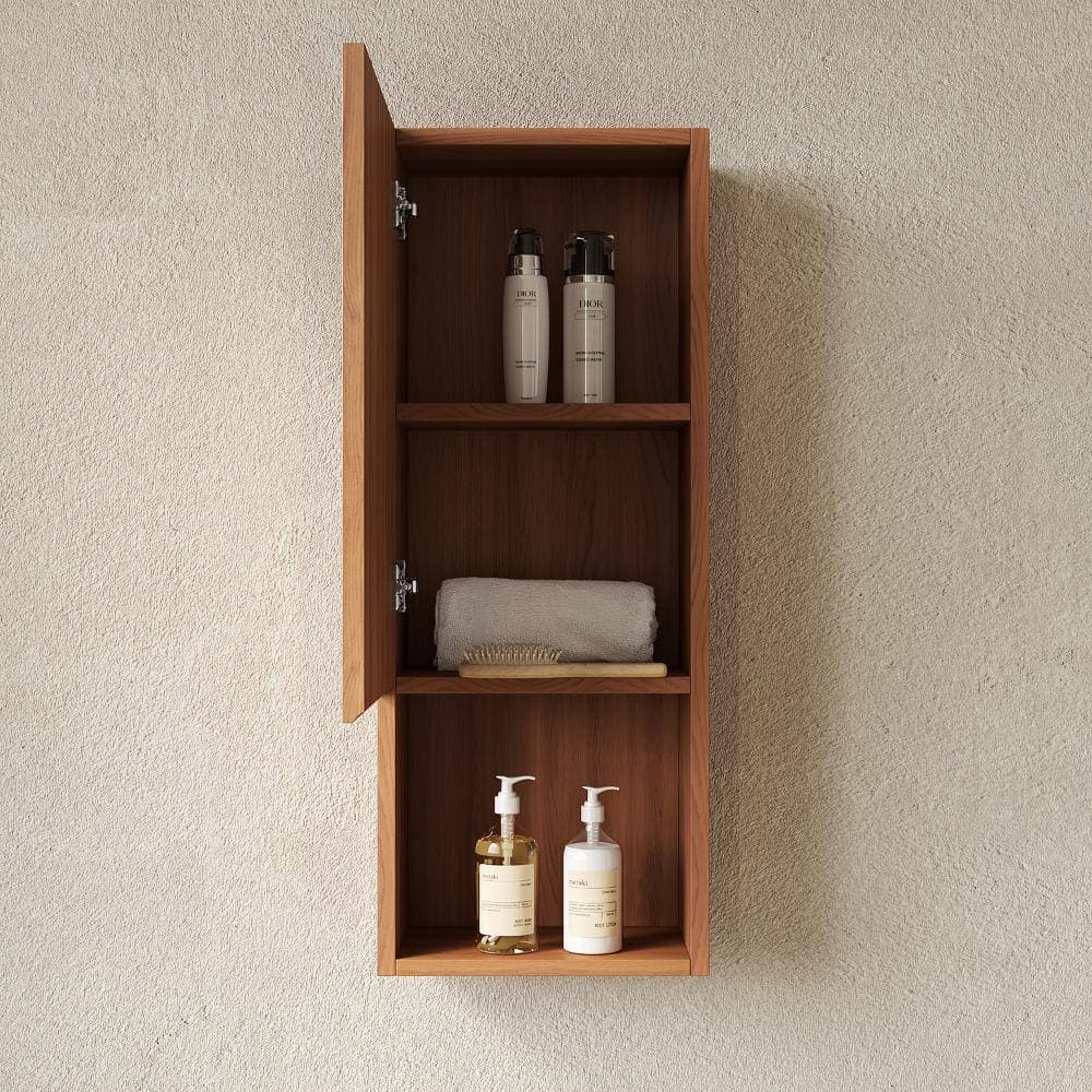 Flynama 35-Inch Tall Wall Mount Cabinet, Door & Shelves, Narrow Storage Cabinet For Indoor Use, Wood Finish (2)