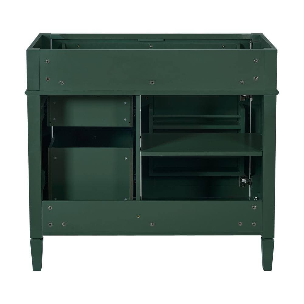 Unbranded 35.74 in. Modern Bath Vanity Cabinet without Top in Green with 2 Drawers, Tip-out Drawer and Soft-Close Door Unassembled (3)