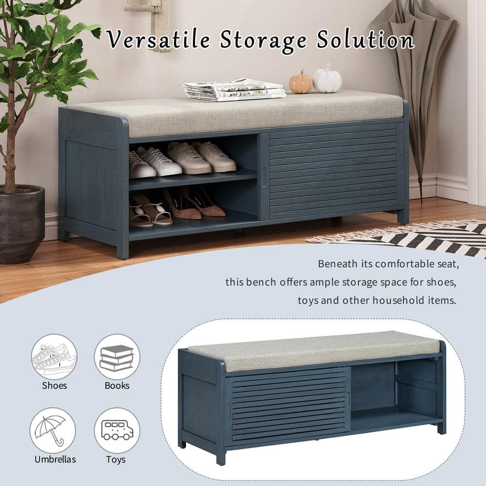 Unbranded 43.3 in. W x 15.4 in. D x 16.5 in. H Navy Blue Linen Cabinet (2)