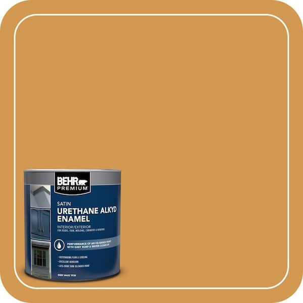 BEHR PREMIUM 1 qt. #PPU6-02 Saffron Strands Satin Enamel Urethane Alkyd Interior/Exterior Paint (2)