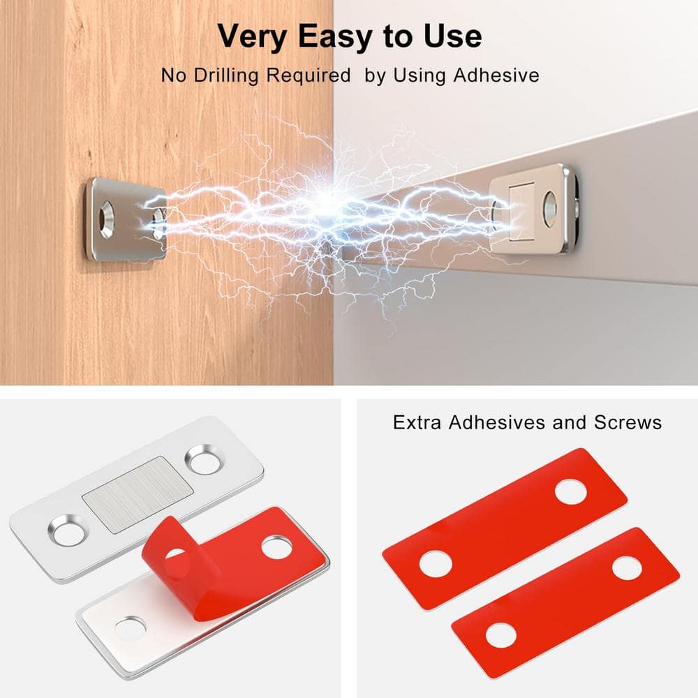 Numhew Silver Cabinet Sliding Door Magnets, Ultra Thin Magnetic Door Catch, Stainless Steel Drawer Magnet Catch (18-Pack) (3)