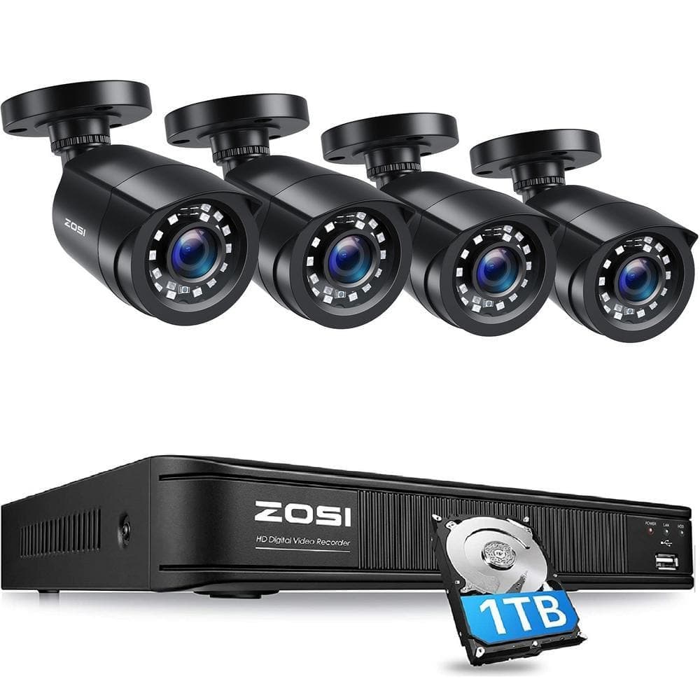ZOSI 8-Channel 1080p DVR 1TB Hard Drive Security Camera System with 4 Wired Bullet Cameras (1)