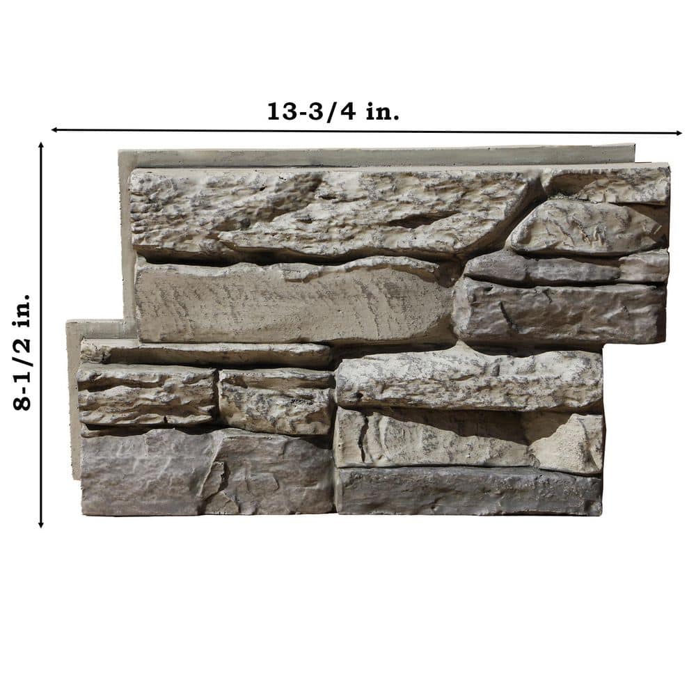TRITAN BP Stick-A-Stone Peel and Stick 13.75 in. x 8.5 in. Gray Fox 8-Piece Pack 5.6 Sq. Ft. Polyurethane Faux Stone Panel (2)