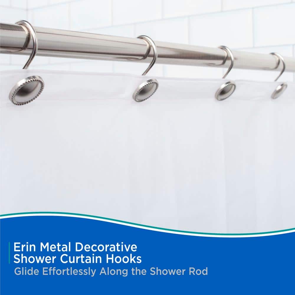 Kenney Erin Rust-Resistant Metal Decorative Shower Curtain Hooks in Brushed Nickel (Set of 12) (3)
