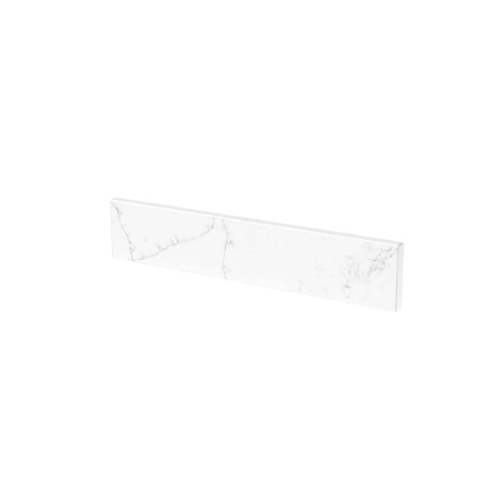 Winette 21.14 in. x 4 in. Quartz Bathroom Sidesplash in Carrara White (2)